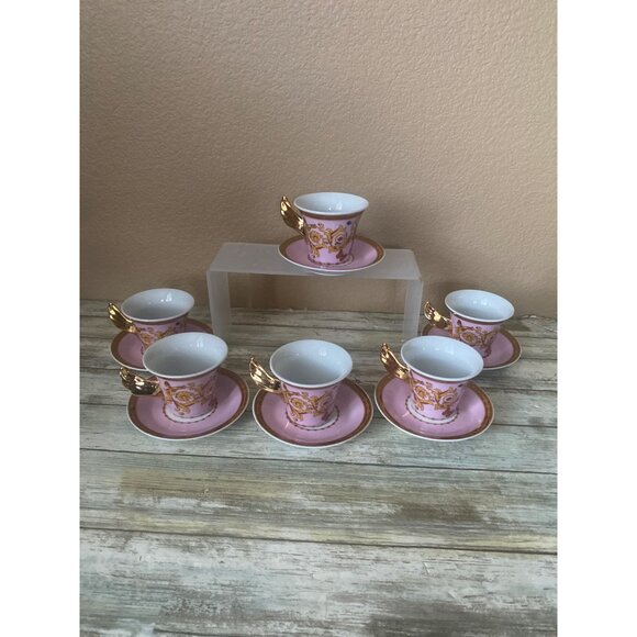 Rutherford Le Jardin De Italy Design Espresso Cup & Saucer Set Pink Gold inBox - Picture 5 of 16